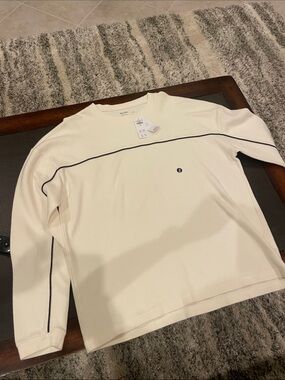 Hollister long sleeve shirt, men’s, soft, cream/black